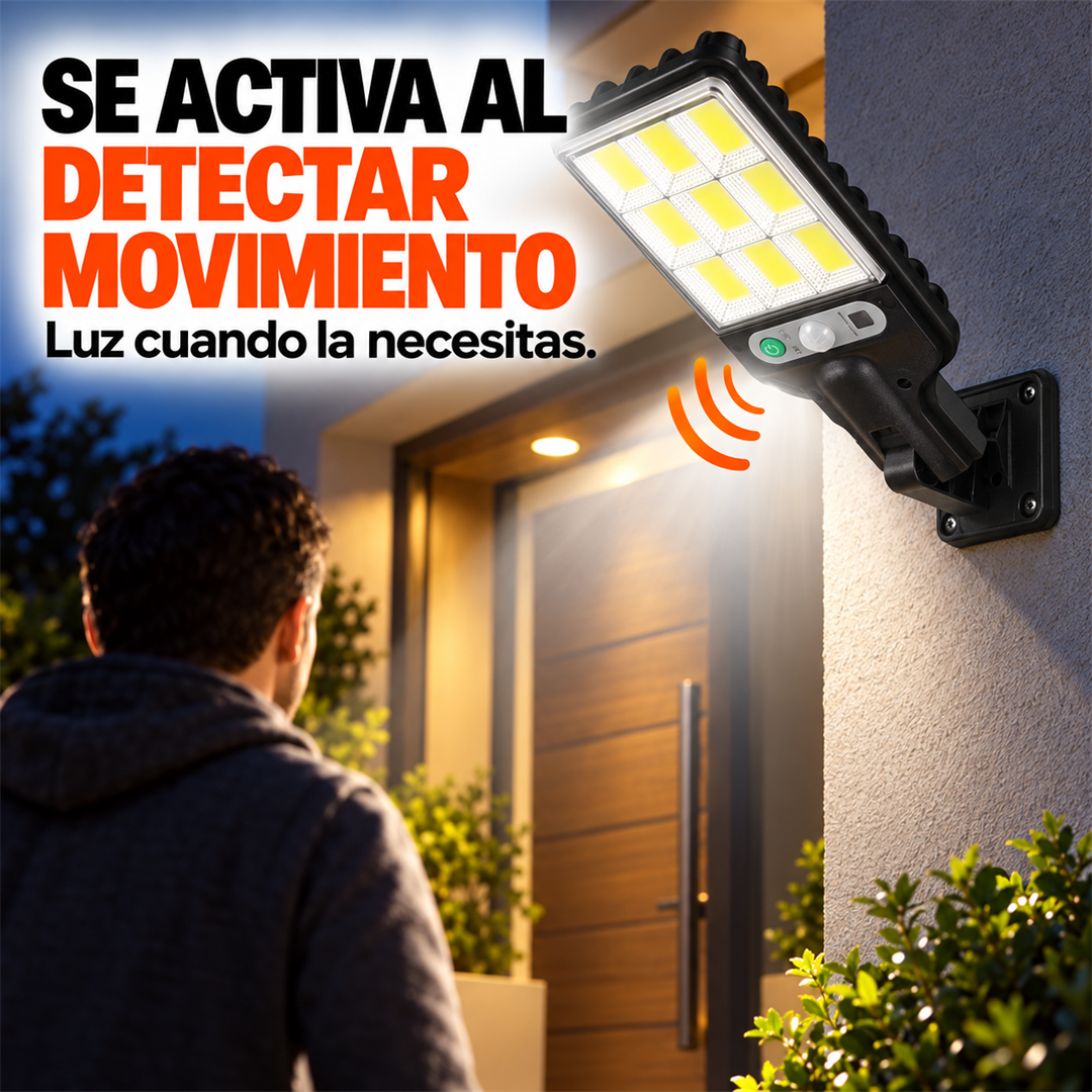 SolaraGuard – Luz Solar LED con Mando y Sensor de Movimiento