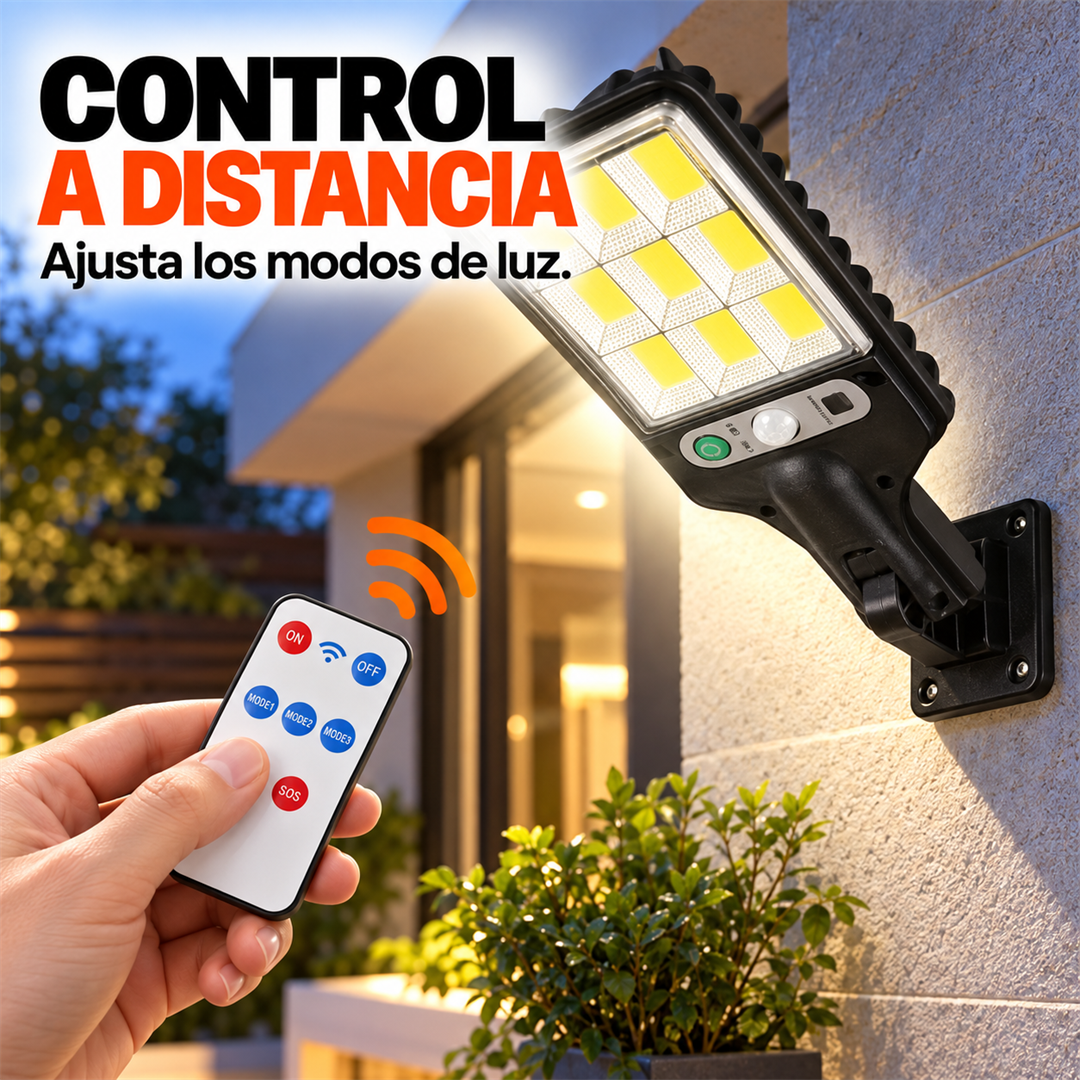 SolaraGuard – Luz Solar LED con Mando y Sensor de Movimiento