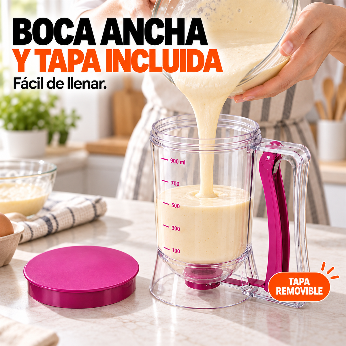BakePro – Jarra Dispensadora de Masa con Tapa