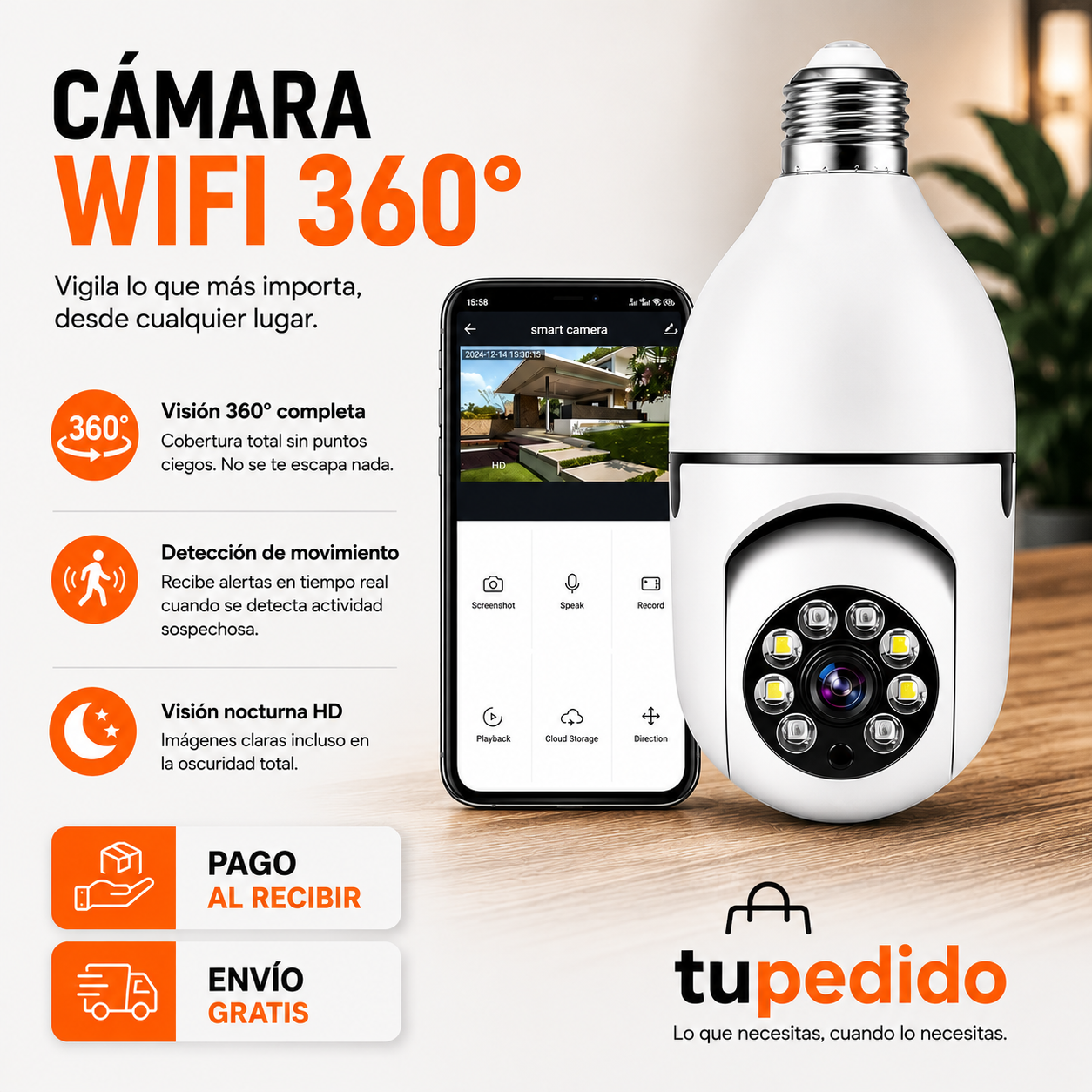 Cámara de seguridad inalámbrica adaptador bombilla