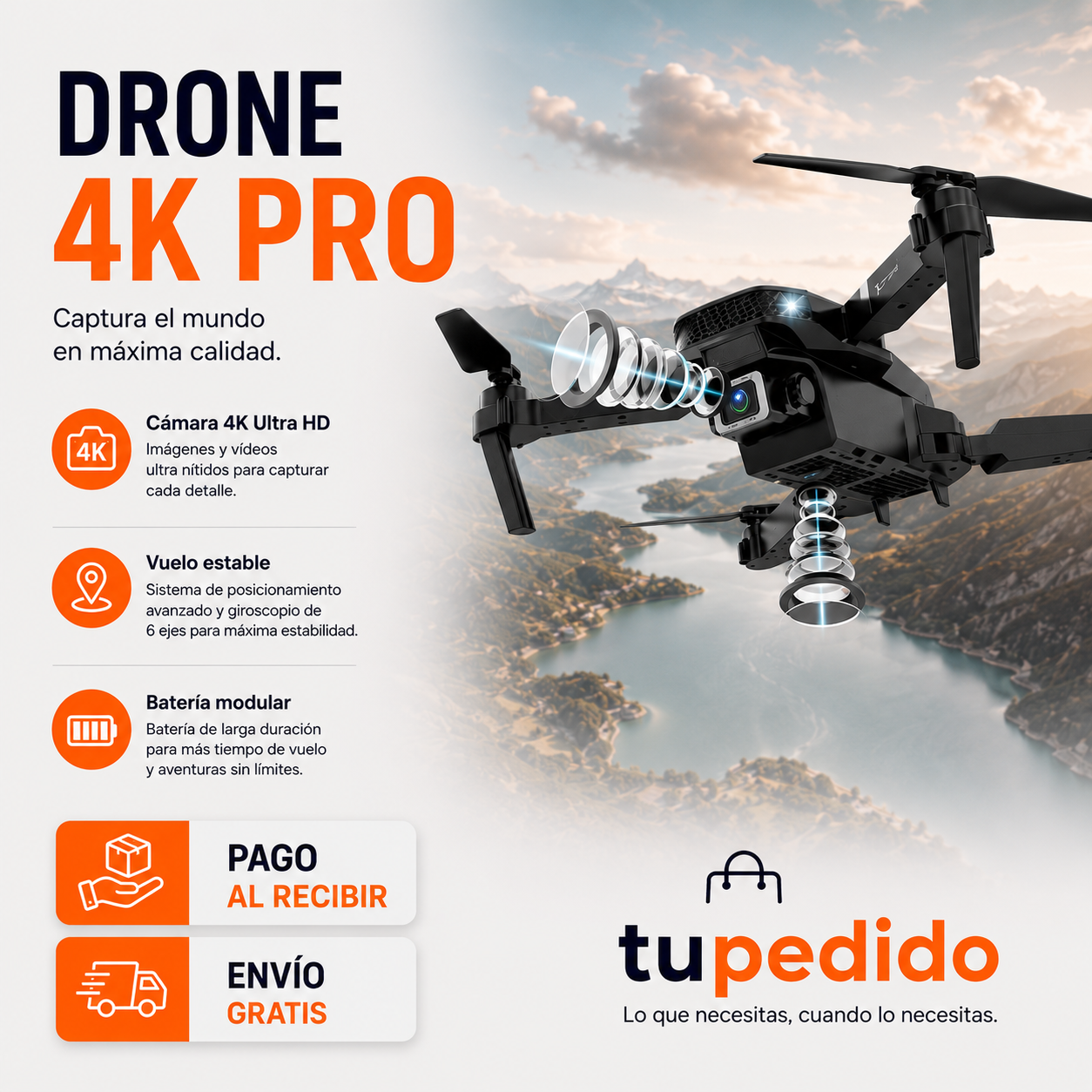 Dron con doble cámara 4K + Maletín Gratis