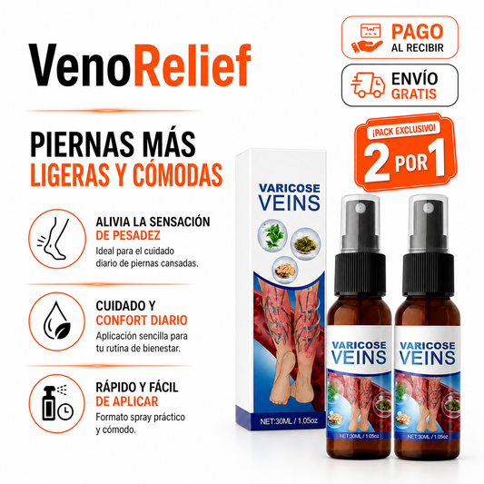 VenoRelief – Spray para Piernas Cansadas y Varices 2x1